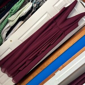 David's Bridal Strapless Wine Dress